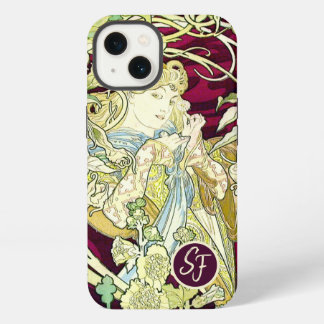 Vintage Art Nouveau Mulher Com Daisy Monogrammed
