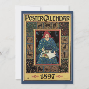 Vintage Art Nouveau, Mulher Lendo Livro de Astrolo