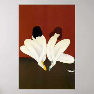 Vintage Art Villemot/ Bally Lotus Poster Impressão