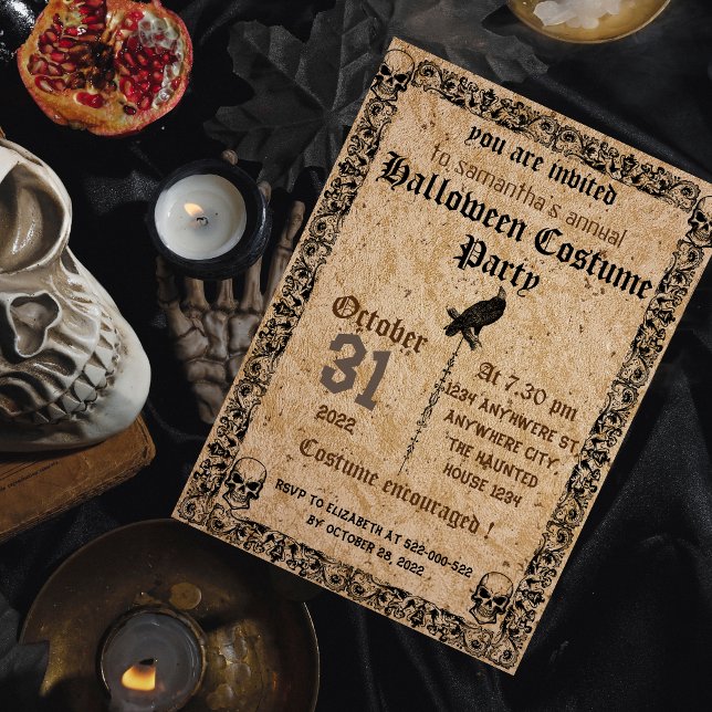 Vintage assustadora gótica, convite para festa de  (Criador carregado)