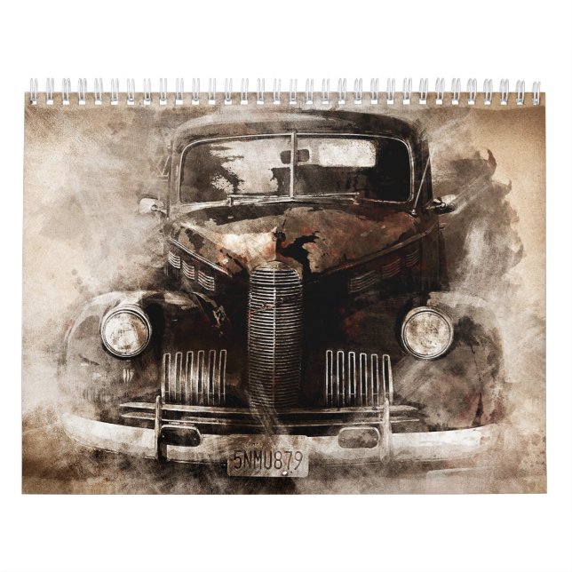 Vintage Auto Rusty Old Cars Calendário (Capa)