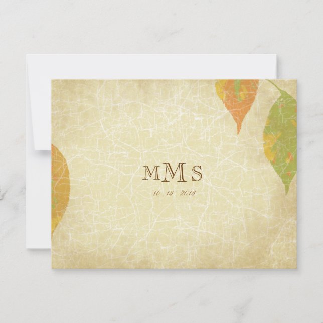 Vintage Autumn deixa RSVP de Casamento (Frente)