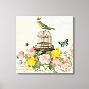 Vintage, ave francesa e canvas estendida