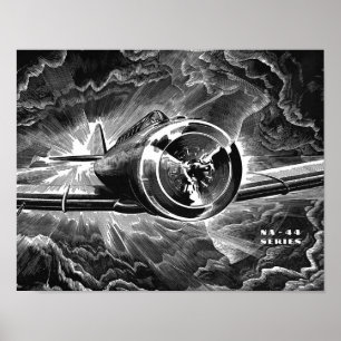 Vintage Aviation Fighter Airplane Art Impressão