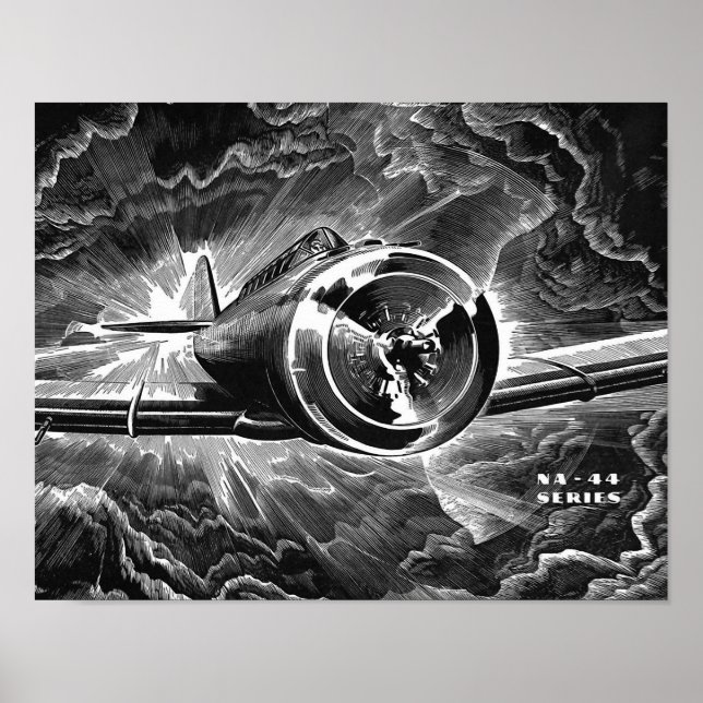 Vintage Aviation Fighter Airplane Art Impressão (Frente)