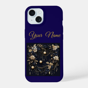 Vintage Azul Marinho e Dourado iPhone 15 Slim