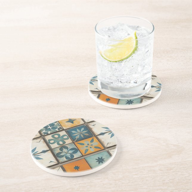 Vintage Azulejo Sandstone Porta copos (Lateral)