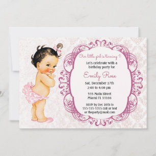 Vintage Baby Birthday Convite