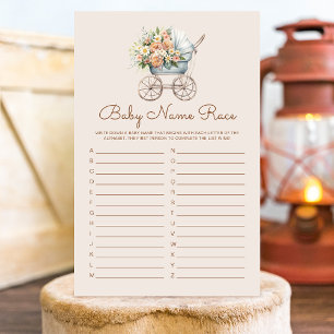 Vintage Baby Carruagem Baby Name Race game