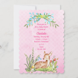 Vintage Baby Deer sentado na relva rosa Convite