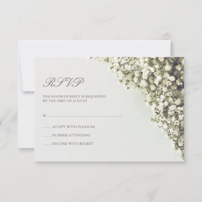 Vintage Baby's Breath Wedding RSVP (Frente)