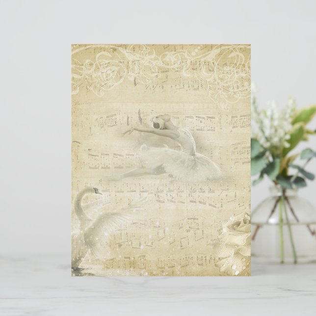 Vintage bailerina e cisne (Em pé/Frente)