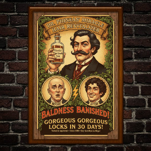 Vintage Baldness Cure Advertising Poster