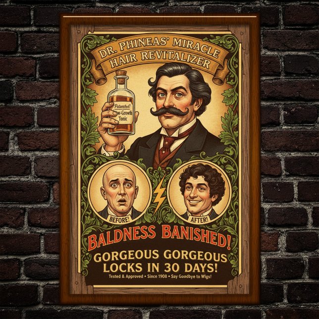 Vintage Baldness Cure Advertising Poster (Criador carregado)