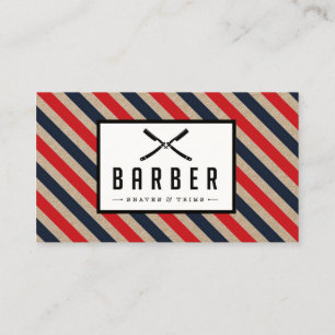 Vintage Barber Stripe Cartão de visita
