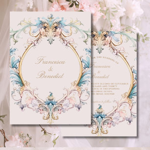 Vintage Barroco de Casamento Convite Rosa