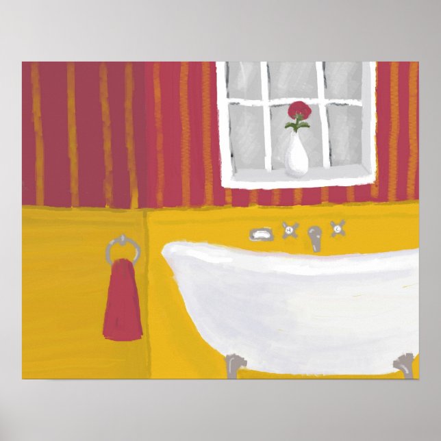 Vintage Bath Original Painting Poster Impressão (Frente)