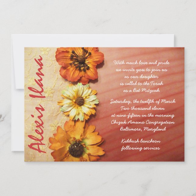 VINTAGE BEAUTY Lacey Bat Mitzvah Convite (Frente)