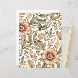 Vintage Beige & Green Botanical