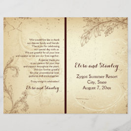 Vintage beige scroll folha dobrada programa de cas