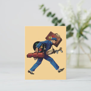 Vintage Bellhop no Uniform, Suitcase e Golf Club