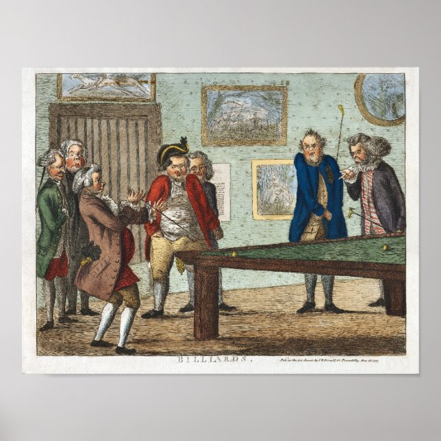 Vintage Billards Impressão Early Caricatures Poste (Frente)