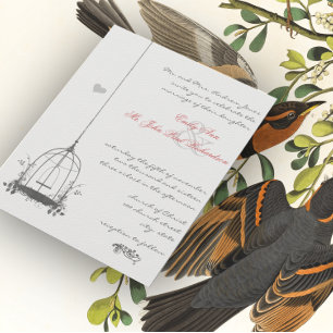 Vintage Bird Cage Pink Acentua Convites de Casamen