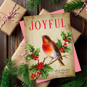 Vintage Bird + Holly Deixa Cartão de Feriado Não F