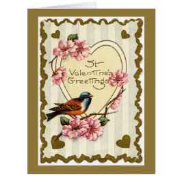 Vintage Bird, Namorados Dourado Grande Cartão de S