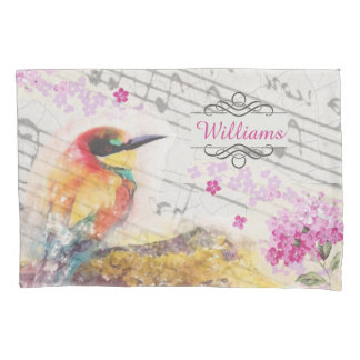 Vintage bird on tree rosa flower decoupage