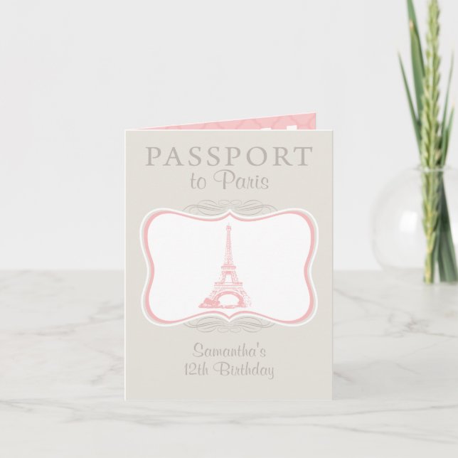 Vintage Birthday Paris Passaporte Convite (Frente)
