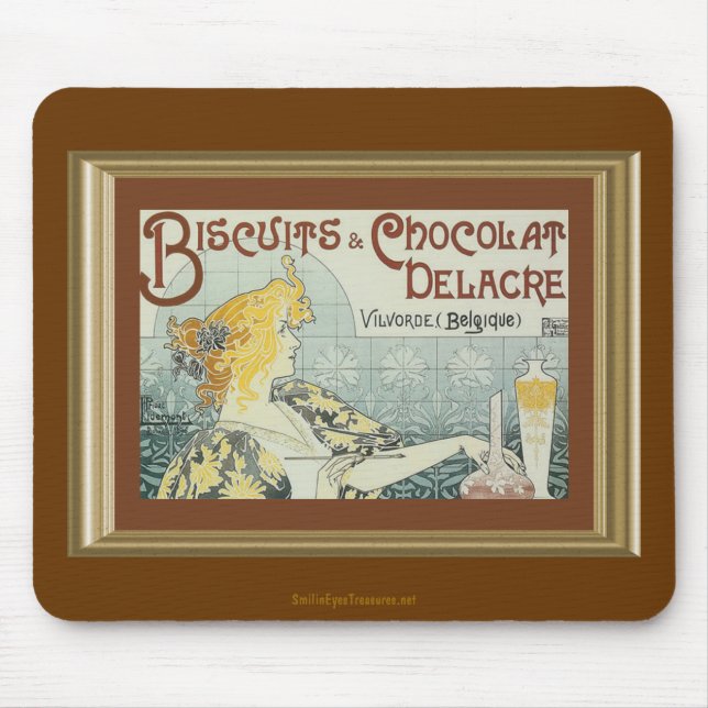Vintage Biscuits Chocolat Delacre Ad Mousepad (Frente)