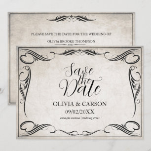 Vintage Black Art Deco Casamento Salve a Data
