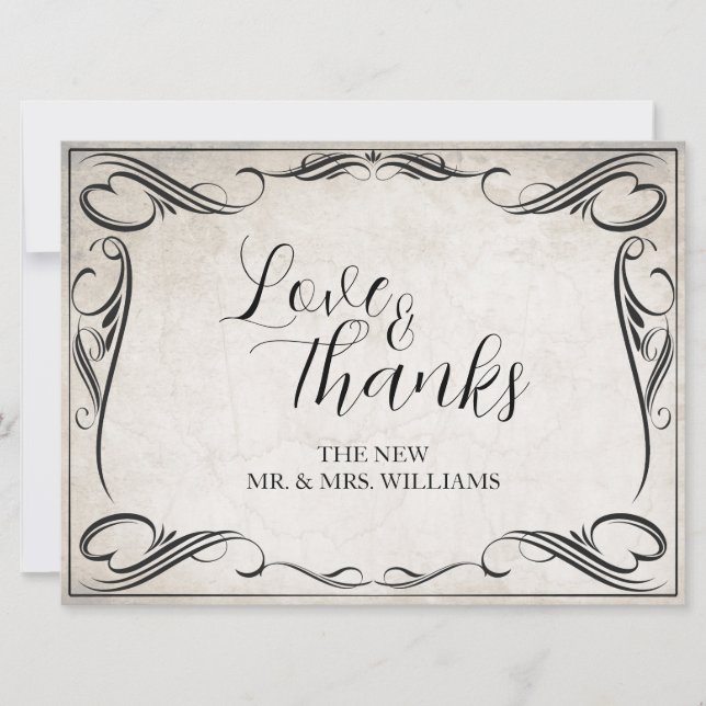 Vintage Black Art Deco Wedding Obrigado (Frente)