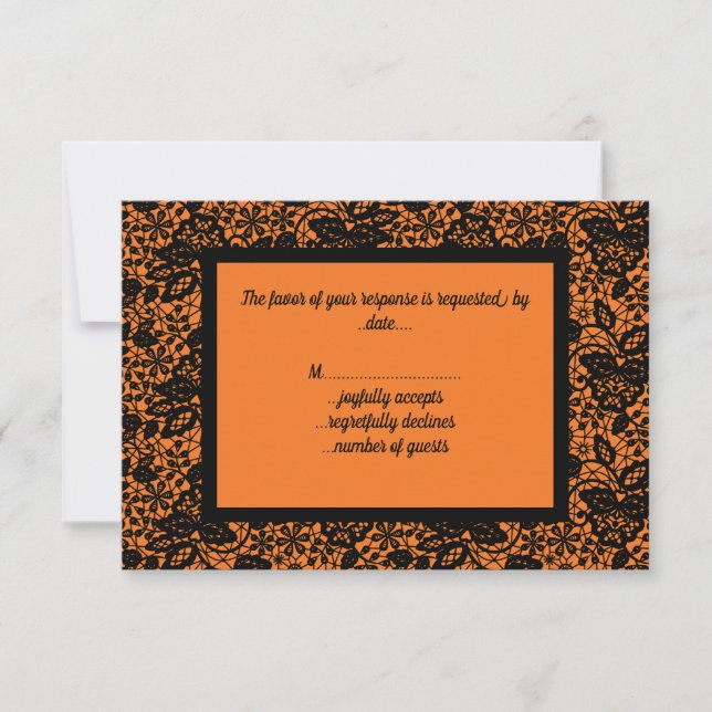 VINTAGE BLACK BRIGHT ORANGE LACE RSVP (Frente)