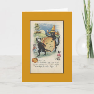 Vintage Black Cats Halloween Cartão