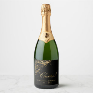 Vintage Black Floral Dourado Damasco Cheers Casame