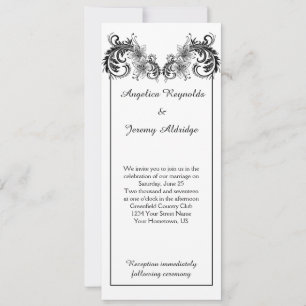 Vintage Black Floral Swirls Convite De Casamento