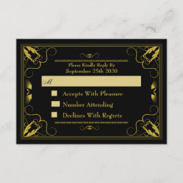 Vintage Black Gilded Age Wedding RSVP