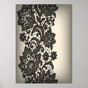 Vintage black Lace pink beige Paris Poster