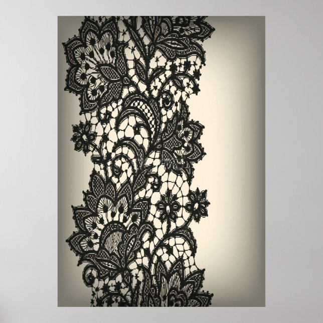 Vintage black Lace pink beige Paris Poster (Frente)
