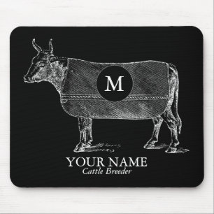 Vintage Blanket Monogramas Black Mousepad