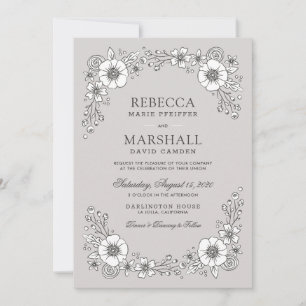 Vintage Blooms Convite Floral Para Casamento - Cin