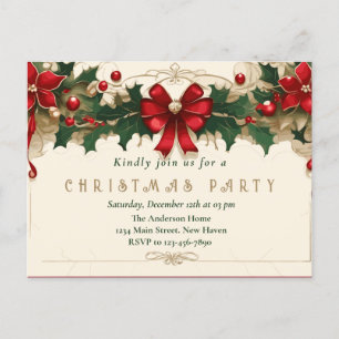 Vintage Blooms: Retrô Convite de Natal