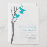 Vintage Blue Birds Convites De Casamento