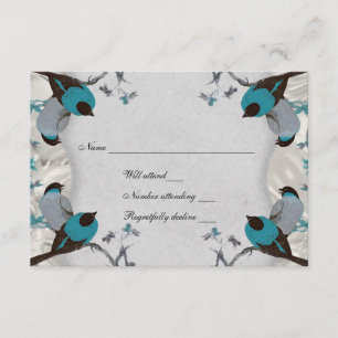 Vintage Blue Birds Silver rsvp com envelope