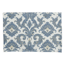 Vintage Blue e Dourado Barroco Damask
