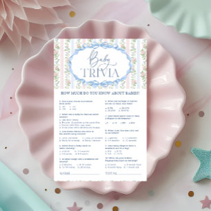 Vintage Blue e Pink Floral Baby Trivia Game