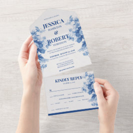 Vintage Blue Floral Chinoiserie Inspirada Casament