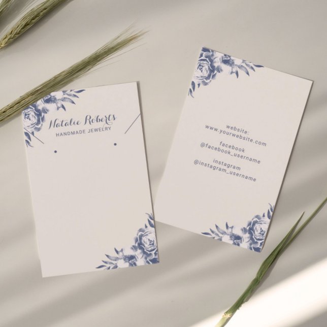 Vintage Blue Floral Jewelry Earrage (Criador carregado)